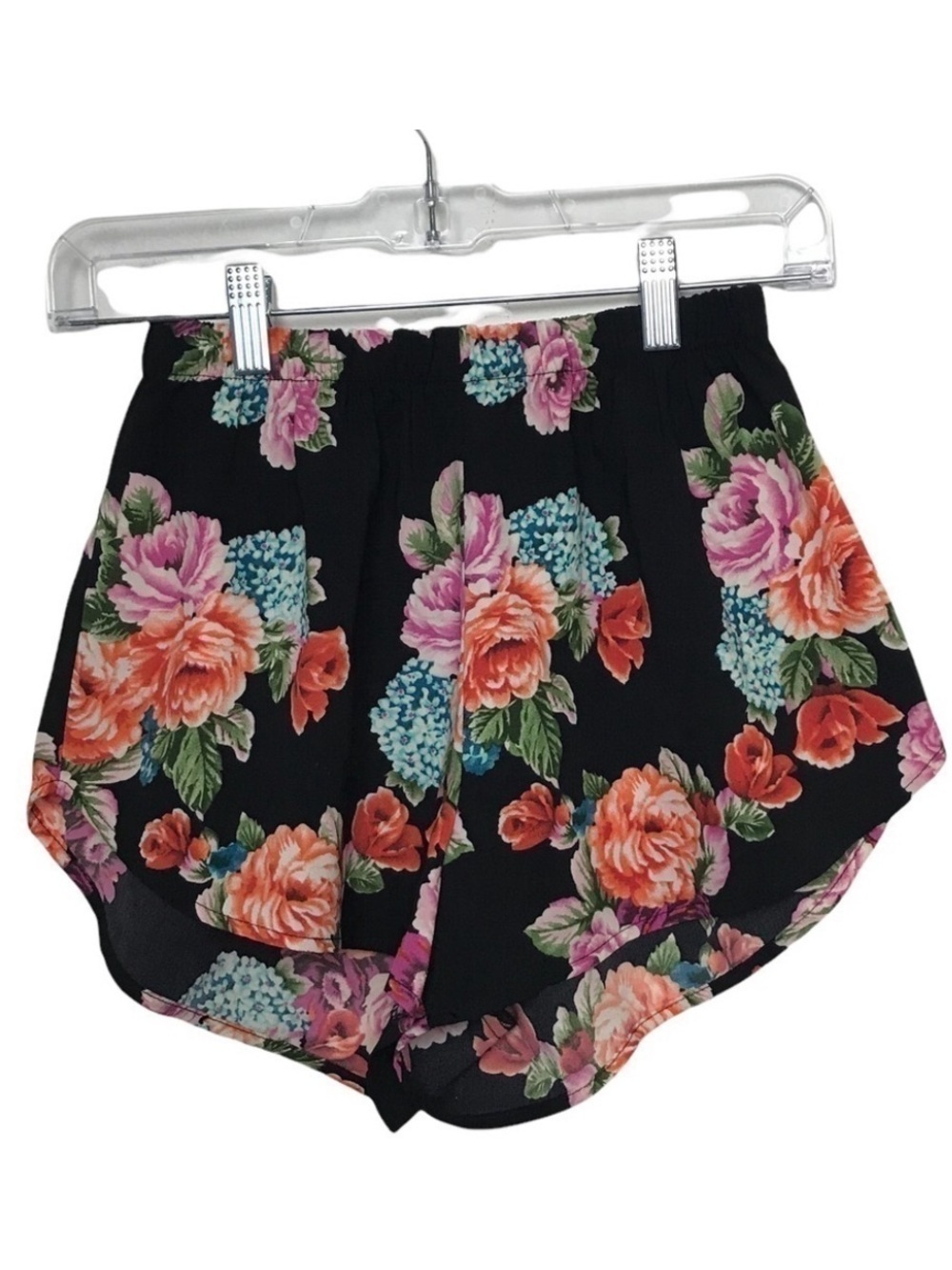 Ambiance Apparel Black Floral Pull On Shorts